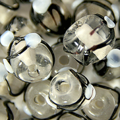 7x8mm Tube Crystal w/Dots, BLACK/WHITE