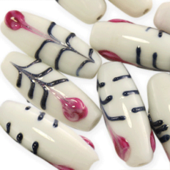 27x10mm Tube w/Fiori Cane - White