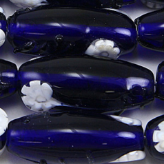 27x10mm Tube w/Fiori Cane, ROYAL BLUE