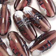 27x10mm Tube w/Fiori Cane Glass Bead - Amethyst