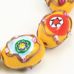 12x18mm Oval Glass Bead - Yellow