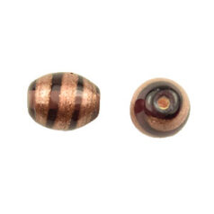 Beads, 14x11mm Oval, Goldstripe, AMETHYST