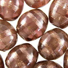 Beads, 14x11mm Oval, Goldstripe, LIGHT AMETHYST