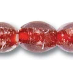 11x13mm Oval Goldswirl Glass Bead - Red