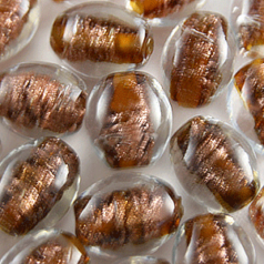 11x13mm Oval Goldswirl Glass Bead - Topaz