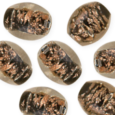 11x13mm Oval Goldswirl Glass Bead - Black