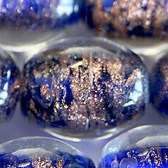 11x13mm Oval Goldswirl Glass Bead - Royal