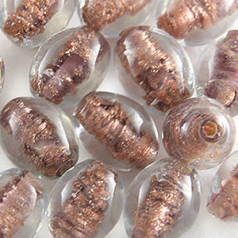 11x13mm Oval Goldswirl Glass Bead - Lt. Amethyst