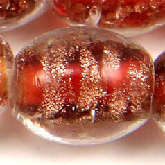 9x10mm Oval, Goldswirl Bead, RED
