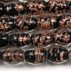 9x10mm Oval, Goldswirl Bead, BLACK