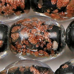 9x10mm Oval, Goldswirl Bead, BLACK