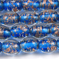 9x10mm Oval, Goldswirl Bead, BLUE