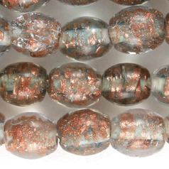 9x10mm Oval, Goldswirl Bead, AQUA