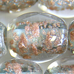 9x10mm Oval, Goldswirl Bead, AQUA