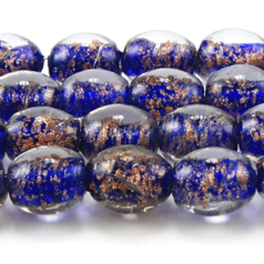 9x10mm Oval, Goldswirl Bead, COBALT BLUE