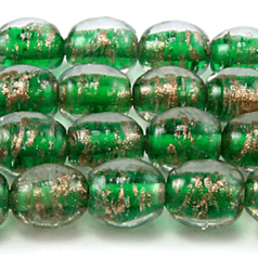 9x10mm Oval, Goldswirl Bead, GREEN