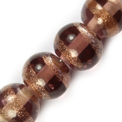 10mm Round Goldstripe Glass Bead - Light Amethyst