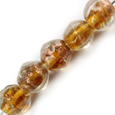 8mm Round Nugget Goldswirl Glass Bead - Topaz