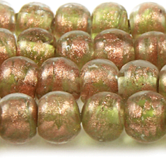 8mm Round Goldswirl Glass Bead - Chartreuse