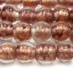8mm Round Goldswirl Glass Bead - Light Amethyst