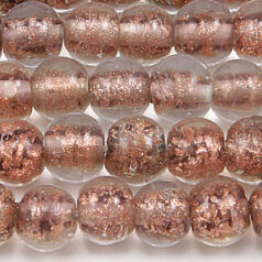 8mm Round Goldswirl Glass Bead - Light Amethyst