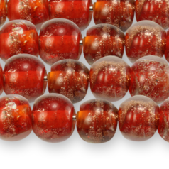 6mm Round Goldswirl Glass Bead - Red