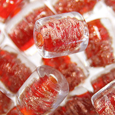 8x10mm Tube Bead - Goldswirl - RED