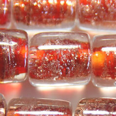 8x10mm Tube Bead - Goldswirl - RED