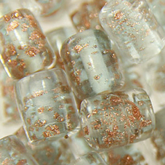 8x10mm Tube Bead - Goldswirl - AQUA