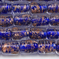 8x10mm Tube Bead - Goldswirl - COBALT BLUE