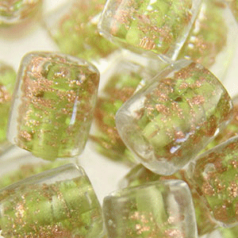 8x10mm Tube Bead - Goldswirl - CHARTREUSE
