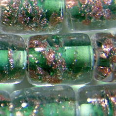 8x10mm Tube Bead - Goldswirl - GREEN