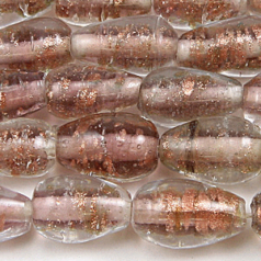 8x12mm Drop Goldswirl Glass Bead - Lt. Amethyst