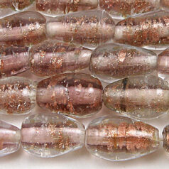Beads, Glass, 8x12mm Drop, Goldswirl, LIGHT AMETHYST