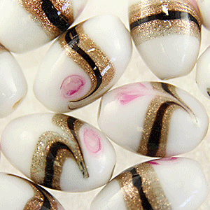 10x16mm Oval Goldstripe, WHITE