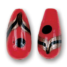 Goldstripe Drop Glass Bead - Red
