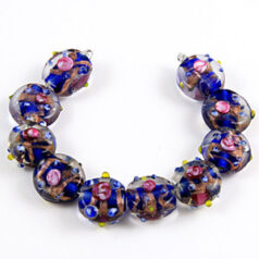 9x12mm Flat Venetian Glass Bead - Cobalt Blue