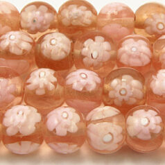 10mm Round Transparent Fiori Glass Bead - Light Pink