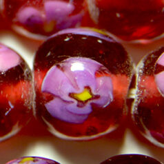 10mm Round Transparent Fiori Glass Bead - Fuchsia