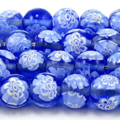 10mm Round Transparent Millefiori Glass Bead - Sky Blue