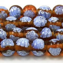 10mm Round Transparent Fiori Glass Bead - Dark Topaz