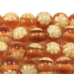 8mm Round Transparent Fiori Glass Bead - Topaz