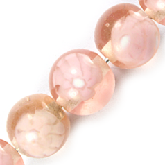 8mm Round Transparent Fiori Glass Bead - Light Pink