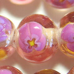 8mm Round Transparent Fiori Glass Bead - Fuchsia