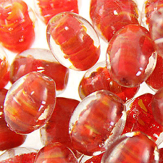 8x10mm Oval Colorlined Glass Bead - Red