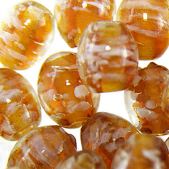 8x10mm Oval Colorlined Glass Bead - Brown