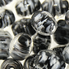 8x10mm Oval Colorlined Glass Bead - Black