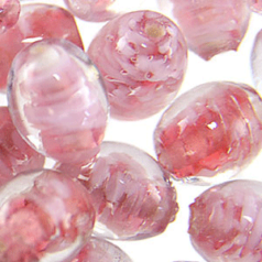 8x10mm Oval Colorlined Glass Bead - Rose