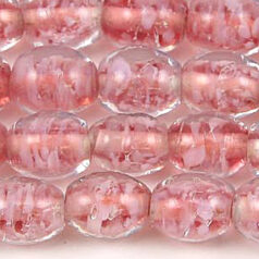 8x10mm Oval Colorlined Glass Bead - Rose