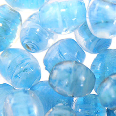 8x10mm Oval Colorlined Glass Bead - Light Blue